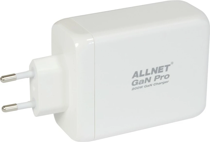 Adapter ALLNET GaN Pro 200W, 1x USB Typ-A QC, 3x USB Typ-C, EU Plug