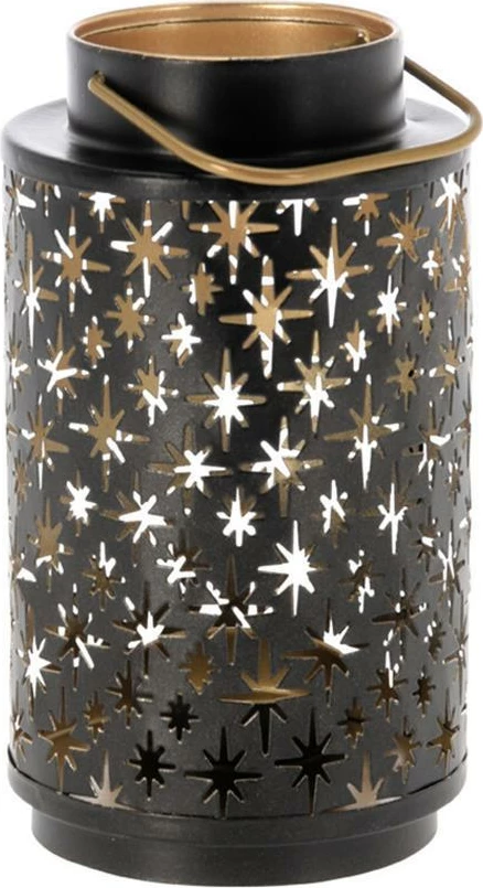 Fener metalik KOOPMAN për qiri, H16xØ9.4cm, i zi