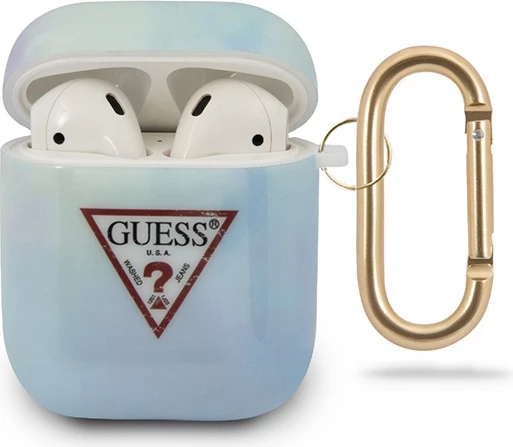 Mbështjellës Guess GUACA2TPUMCGC02 për AirPods 1/2, TPU, Koleksioni Tie & Dye, kaltër