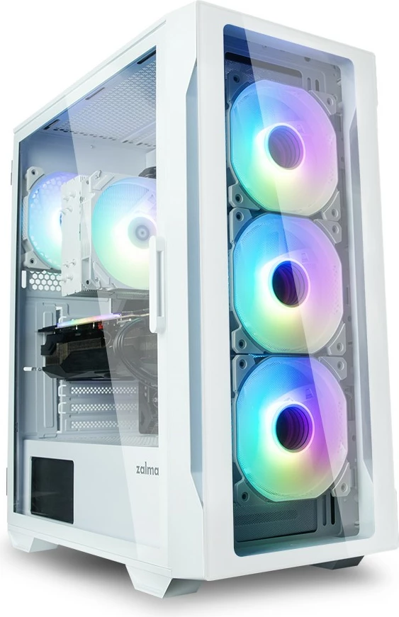 Kasë Zalman I3 Neo TG, mid tower, 4 ventilatorë RGB, e bardhë