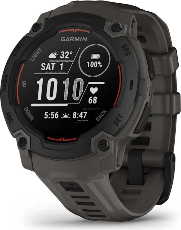 Smartwatch Garmin Instinct® E, Black with Charcoal Silicone Strap, 45 mm