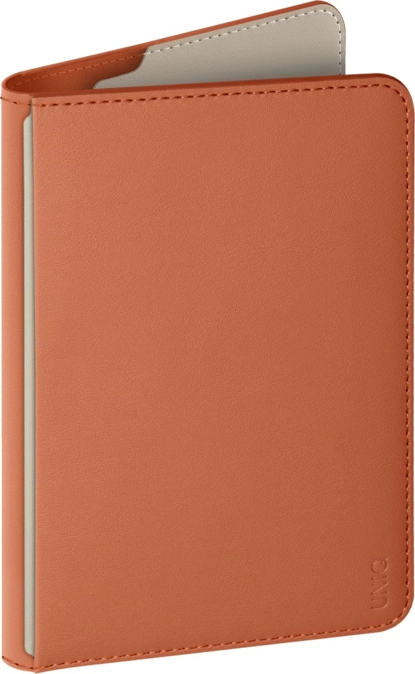 Mbështjellës pasaporte UNIQ Belmont me bllokim RFID, lëkurë vegane, Terrakotë/Ivory