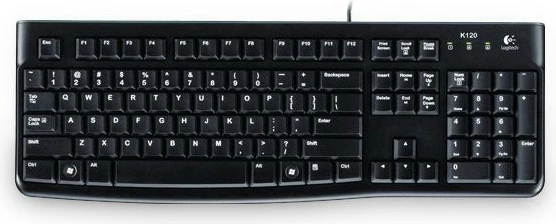 Tastaturë Logitech K120, Full-size (100%), Wired, USB, QWERTZ, E zezë