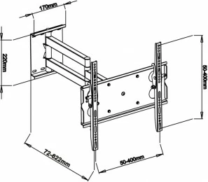 Mbajtëse muri për TV ART RAMART AR-20B, 32-65 inç, metal, e zezë