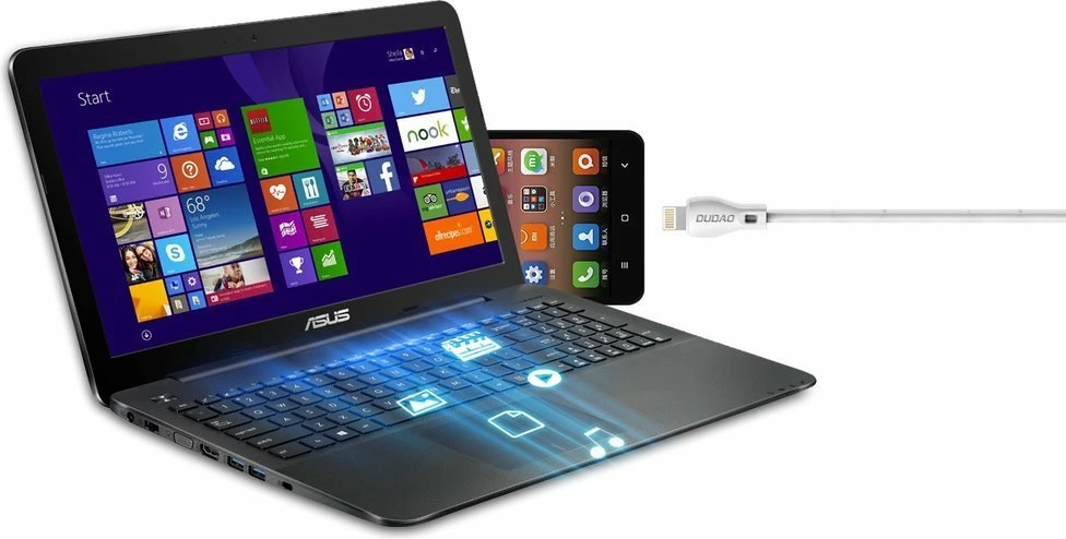 Kabllo Lightning Dudao L4L, 2m, 2.1A, e bardhë