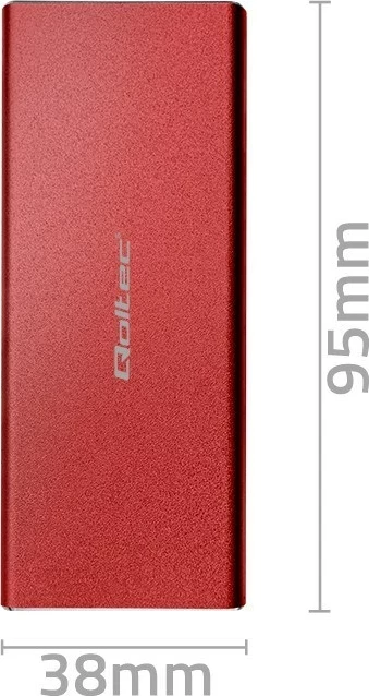 Kasë SSD Qoltec 51831, M.2, USB 3.0, 2TB, Kuqe