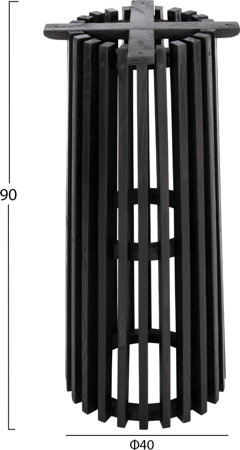 Baza e qëndrimit për bar, lartësi mesatare, e rrumbullakët, FRANTZ, FH9857.12, dru MINDI, ngjyrë e zezë, Φ40x90H cm