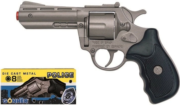 Revolver metalik lodër Pulio GONHER 33/0, për djem, 16.5x10.5cm, zi/çelik