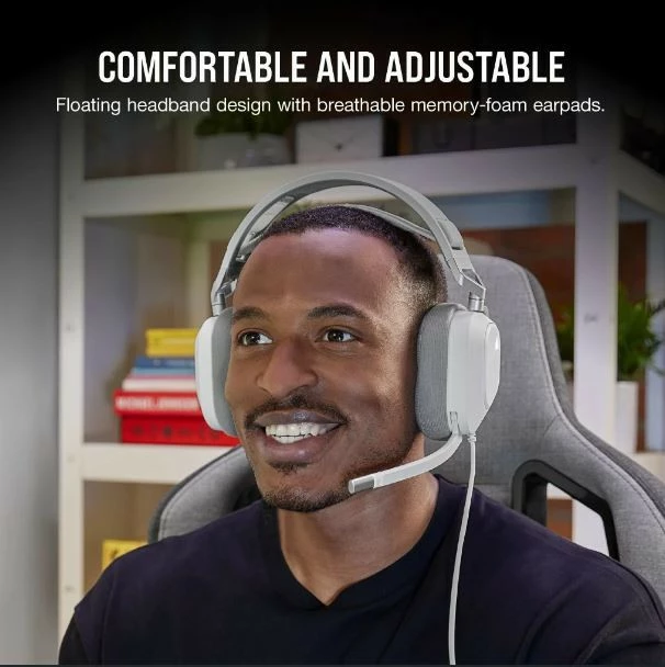 Kufje Corsair HS80 RGB USB me mikrofon, për gaming, të bardha