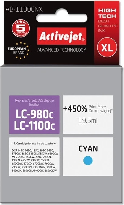 Ngjyrë zëvendësuese Activejet për printer Brother, Supreme; 19.5 ml, i kaltër