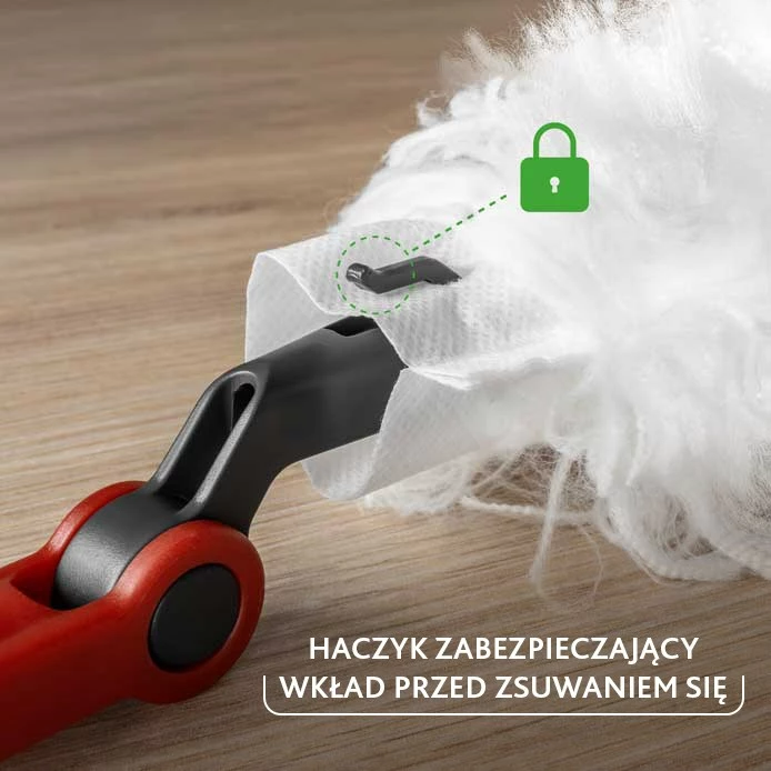 Set lopatë pluhuri me dorezë të gjatë Vileda Flex&Catch, 1 refill, Kuqe