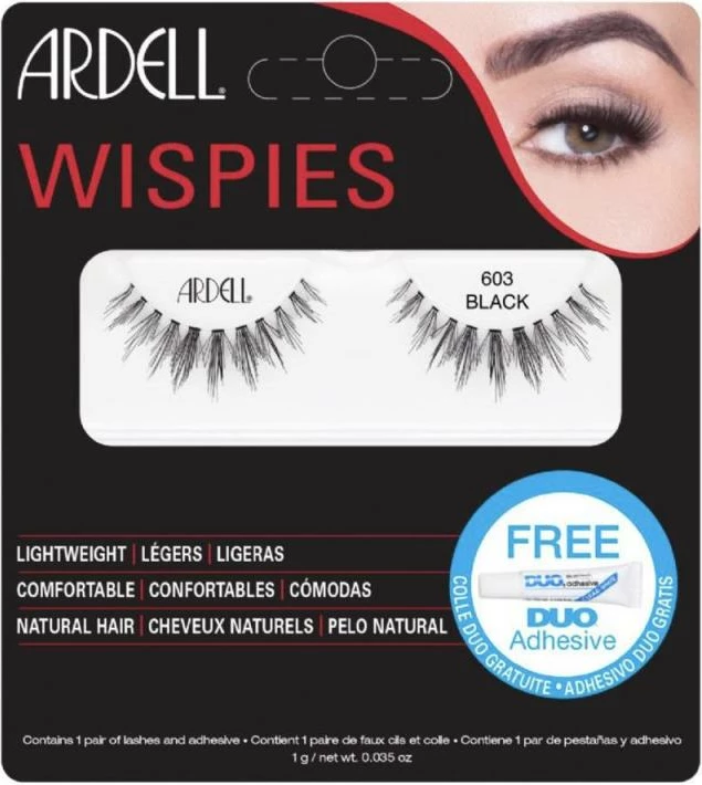Qerpikë të rremë Ardell Wispies 603 Black me ngjitës, për femra, 1 copë