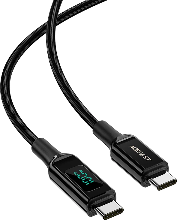 Kabllo Acefast C6-03 USB-C në USB-C, 2m, 100W, Ekran, e zezë
