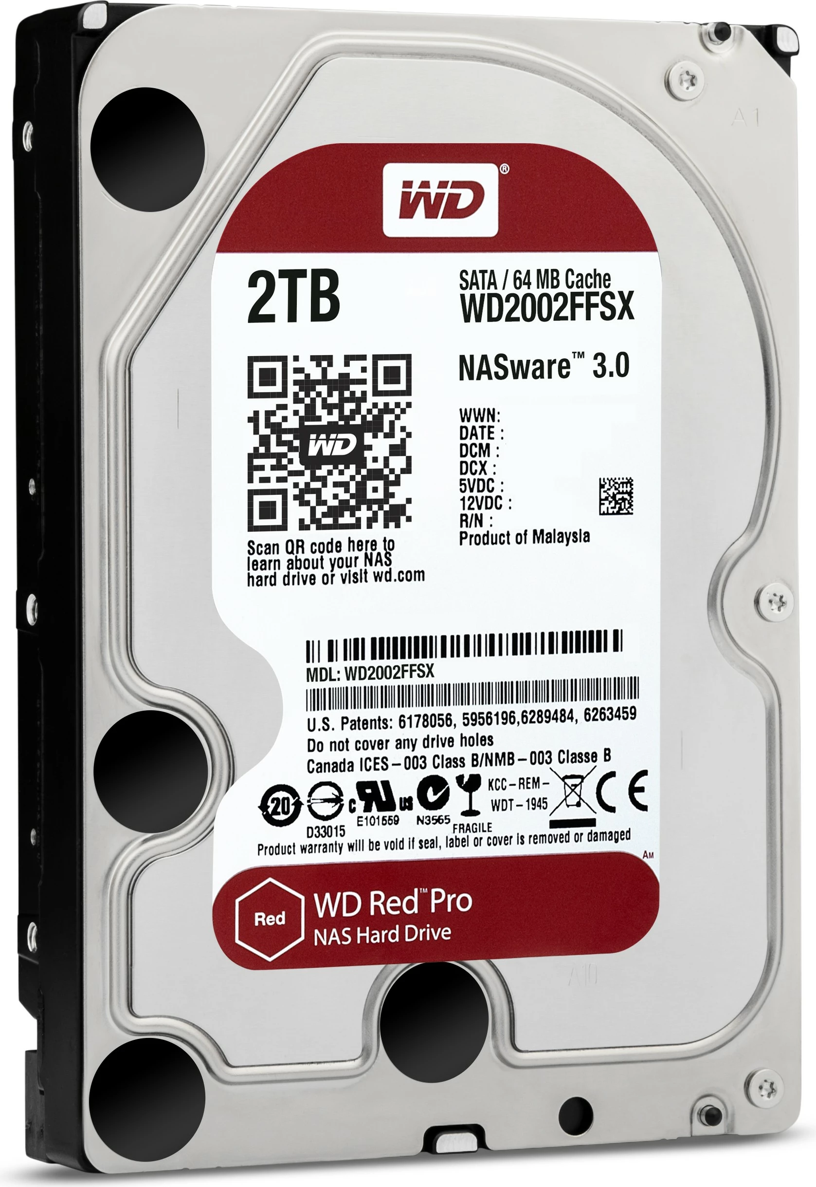 HDD Western Digital Red Pro, 2 TB, 7200 RPM, 64 MB, 3.5", Serial ATA III