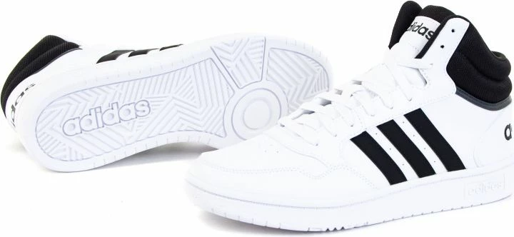 Atlete për meshkuj adidas Hoops 3.0 Mid M GW3019, të bardha