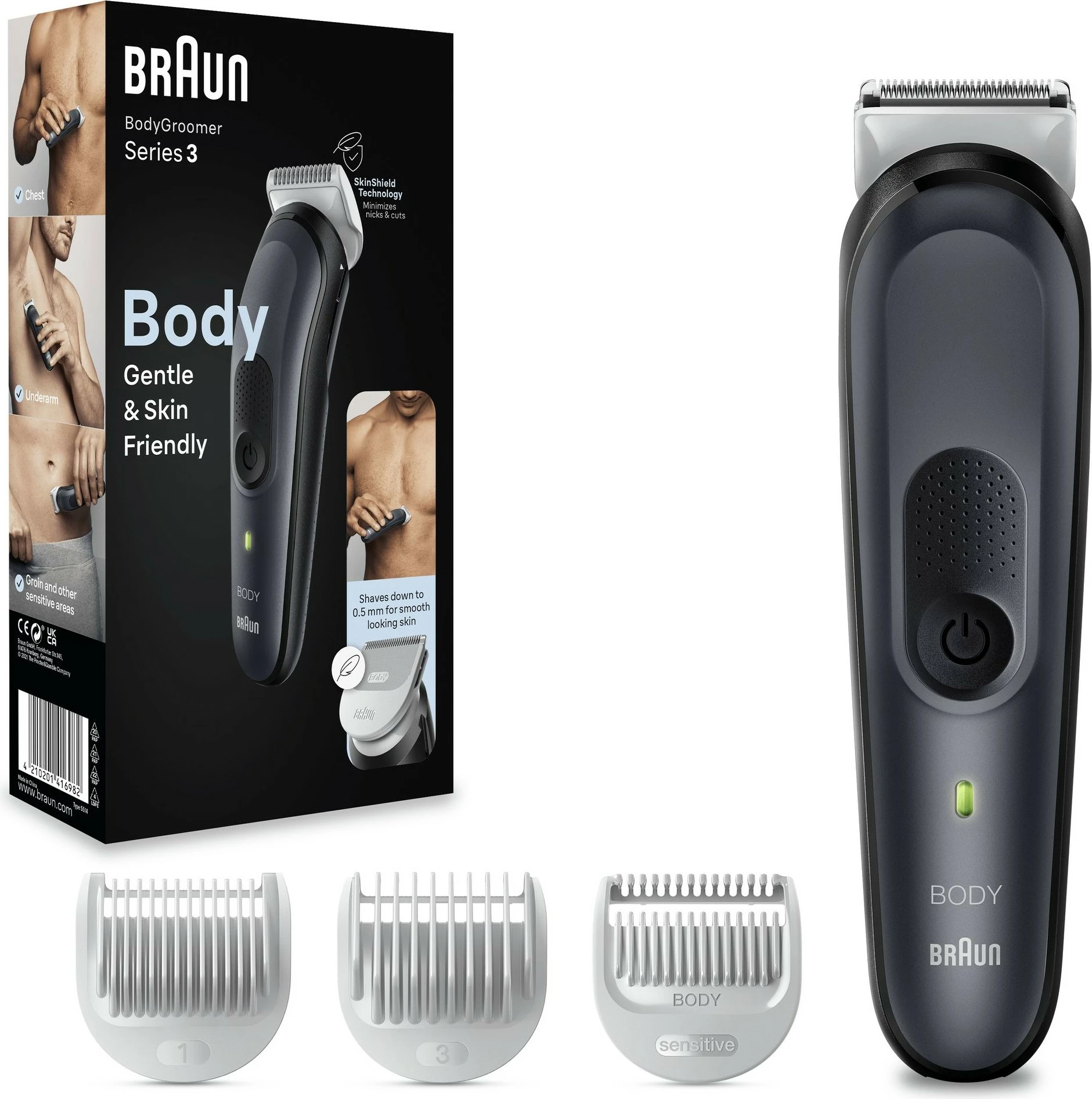 Makinë rroje trupit Braun BodyGroomer 3 BG3340, AC/Bateri, e zezë/gri