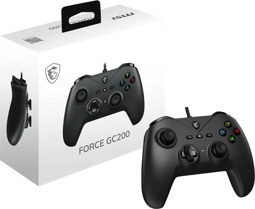 Gamepad MSI Force GC200 me kabllo USB 2 m, për PC/Android, me vibrim, i zi