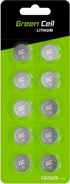 Bateri Green Cell CR2025, 3V, 160mAh, 10 copë, Argjendtë