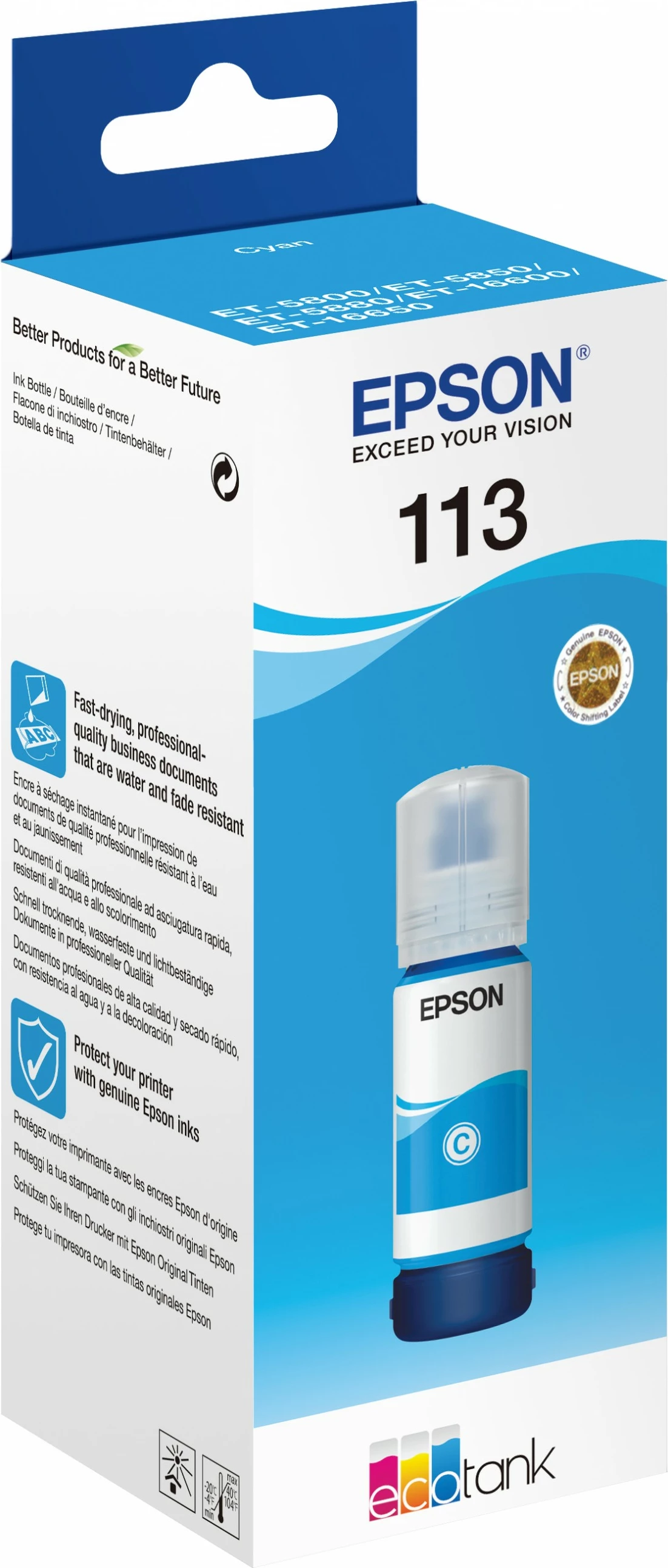 Bojë Epson 113 EcoTank, Cyan, 70 ml