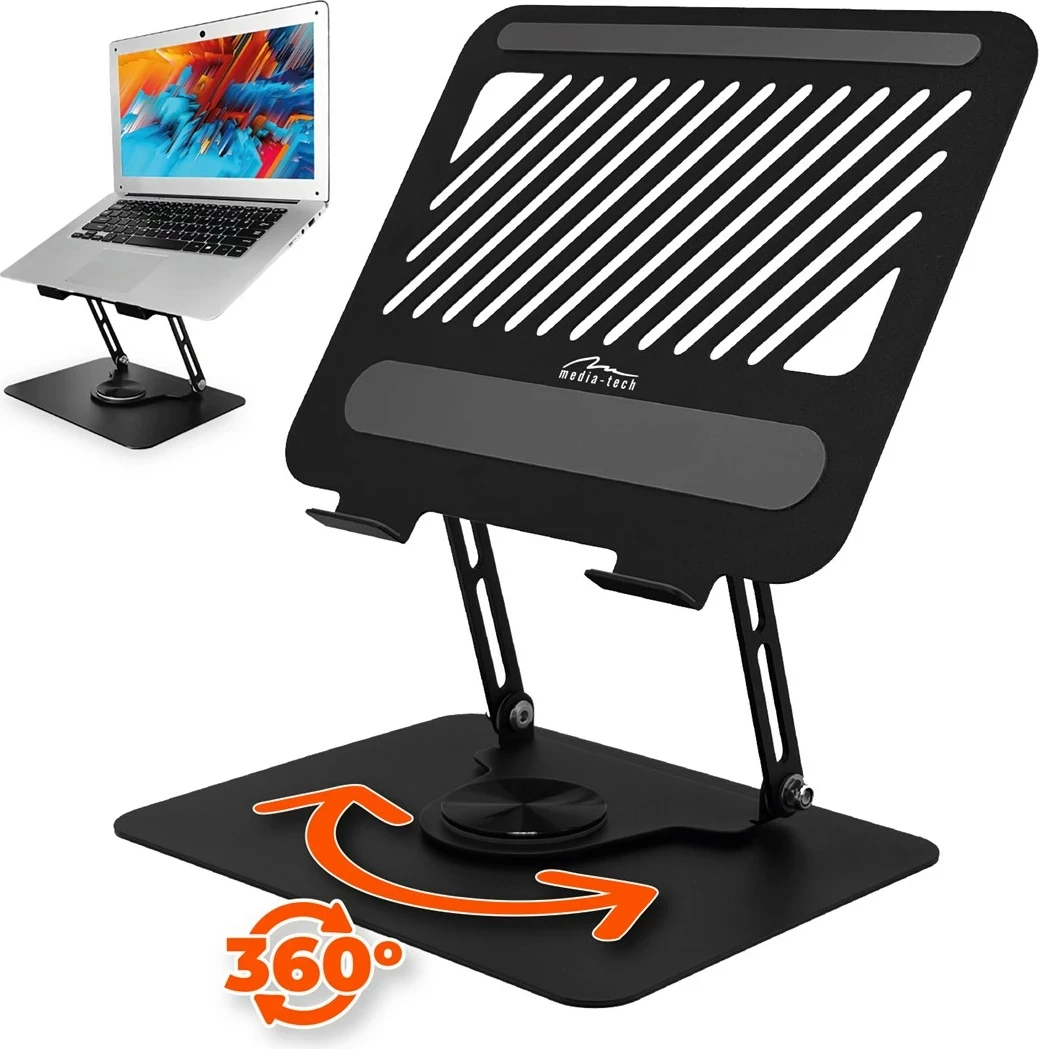 Kasë laptopi Media Tech MT2662, rrotulluese, ergonomike, për 10-17", e zezë