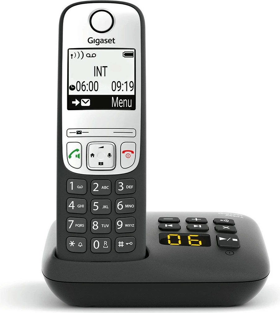 Telefon fiks pa kabllo Gigaset A690A, regjistrues automatik, libër telefoni 100 kontakte, i zi