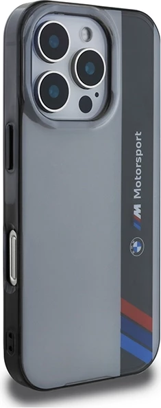 Mbështjellës BMW Motorsport IML Vertical Stripe për iPhone 16 Pro, Gri