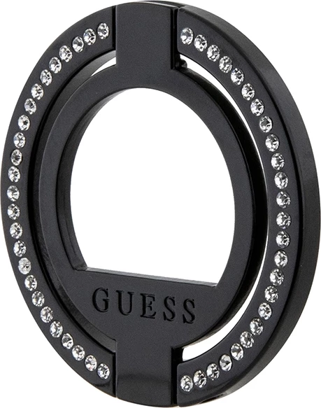 Mbështjellës Guess MagSafe Ring Stand me kristale, për celular, i zi