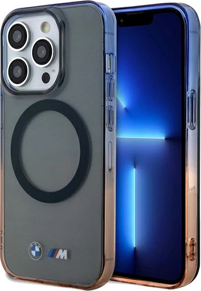 Mbështjellës BMW Gradient Bumper MagSafe për iPhone 15 Pro Max, gri-portokalli-kaltër