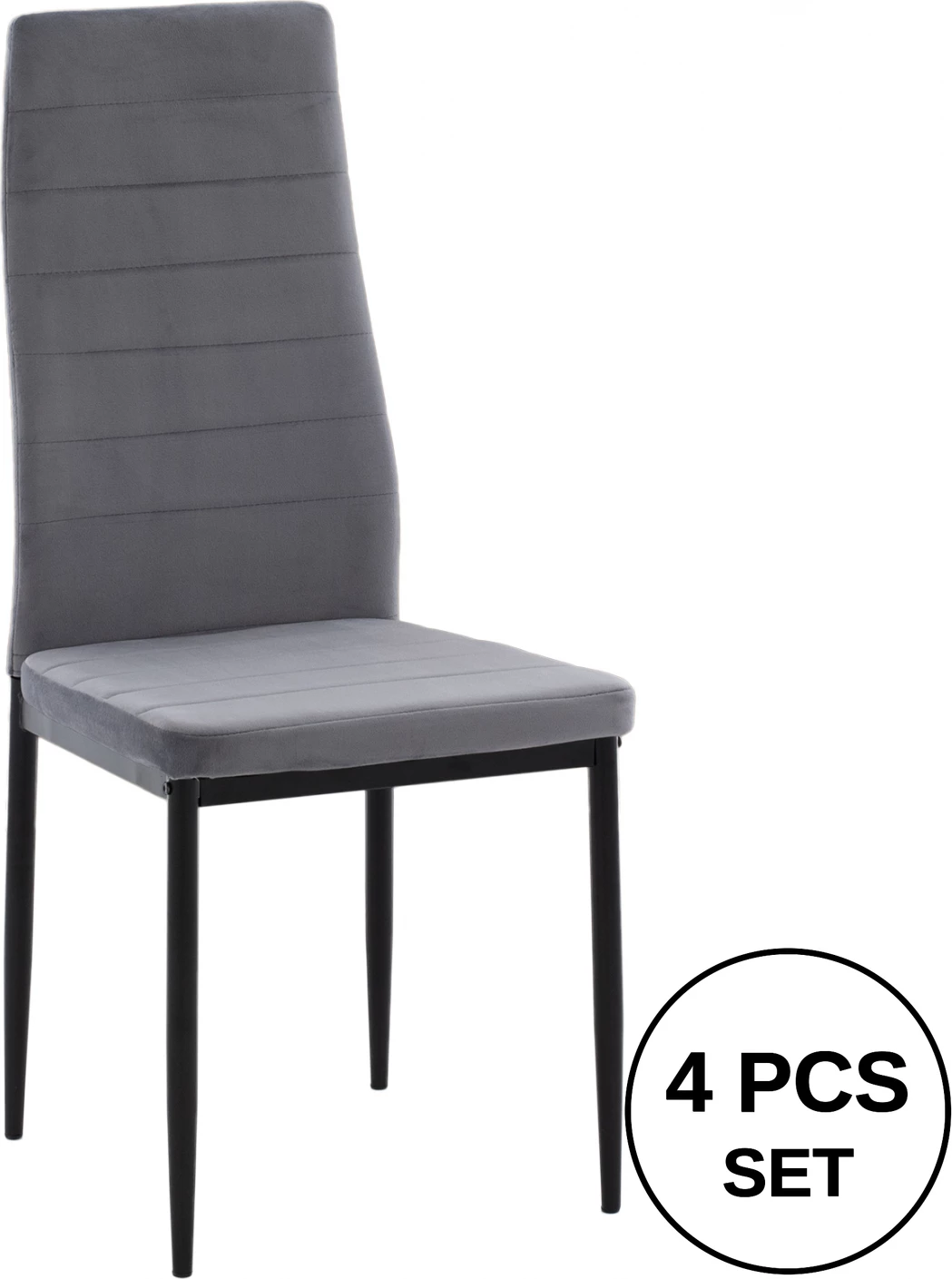 Karrige metalike FH0037.31, kadife gri, me kornizë metalike, set prej 4 copash