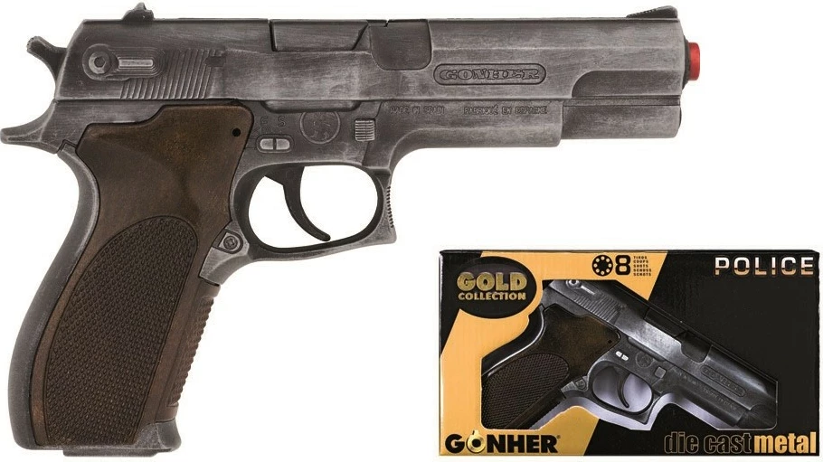 Pistoletë lodër metalike Pulio GONHER 45/1, 19.5x12.5 cm, Kafe/Çelik