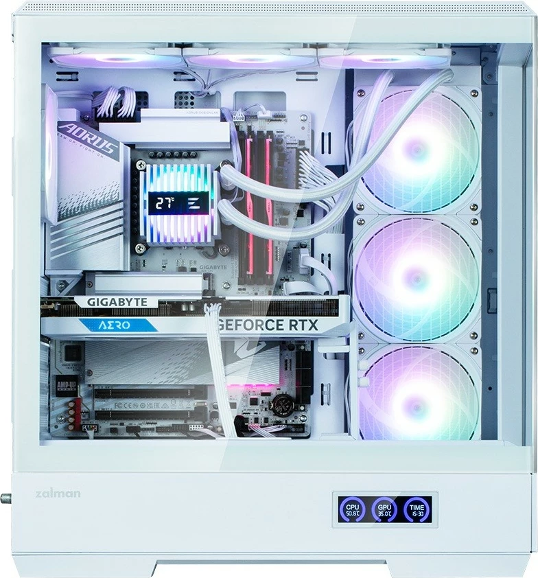 Kasë Zalman P50 DS White, mid-tower, 4x ARGB fans, ATX, e bardhë