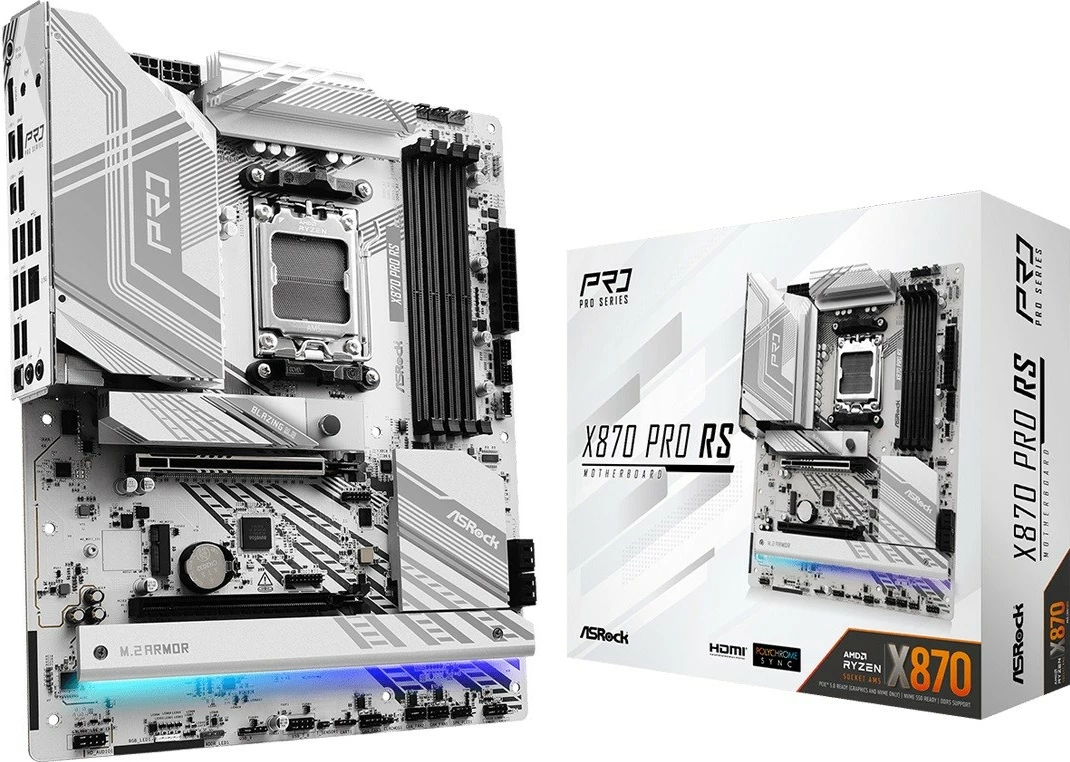 Pllakë amë ASRock X870 PRO RS, Socket AM5, ATX, 4x DDR5, Bardhë