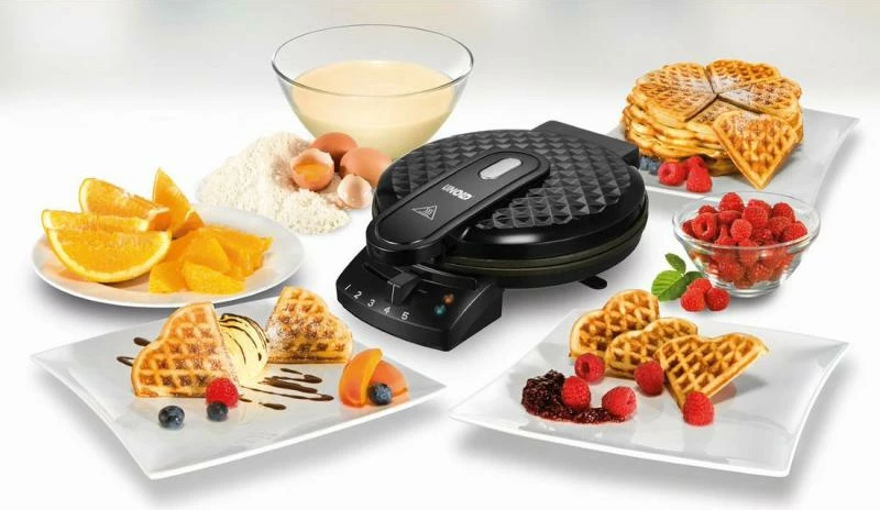 gofrera UNOLD Diamond 48235 rregullim temperature pllaka jo ngjitëse forma zemër zezë