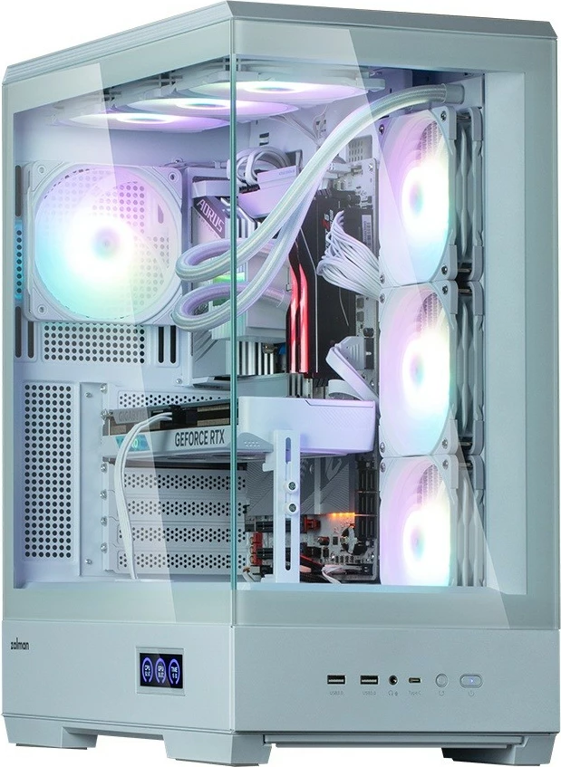 Kasë Zalman P50 DS White, mid-tower, 4x ARGB fans, ATX, e bardhë