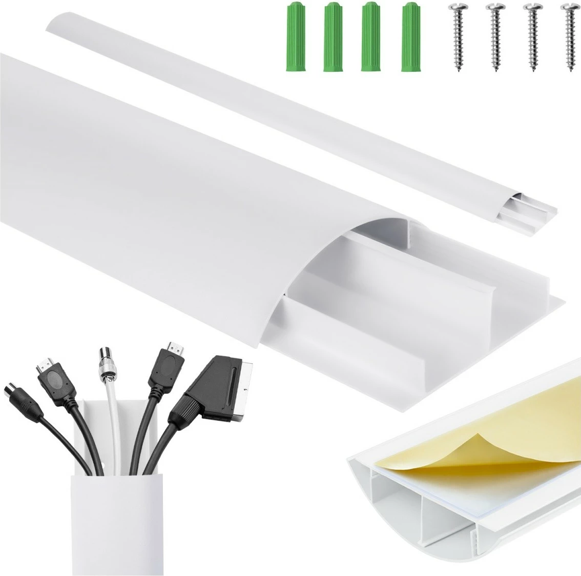 Listelë alumini për mbulimin e kabllove Maclean MC-814 W, 75cm, e bardhë