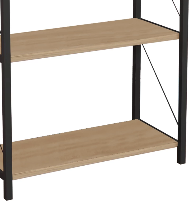 Raft librash Jackrey, melaminë lisi-metal i zi, 60x30x114cm