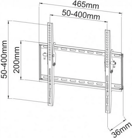 Mbajtëse muri Techly 020638 për TV/monitor 23-55", 45 kg, Slim, e zezë