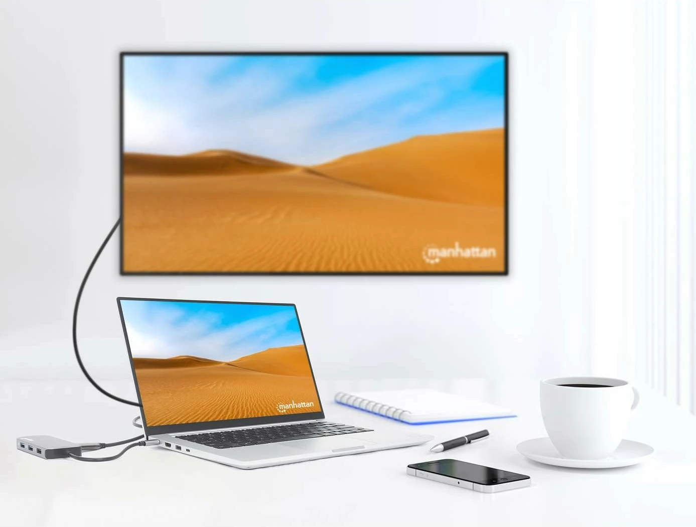 Docking station MANHATTAN USB-C 8-in-1, HDMI, RJ45, 3xUSB-A, gri