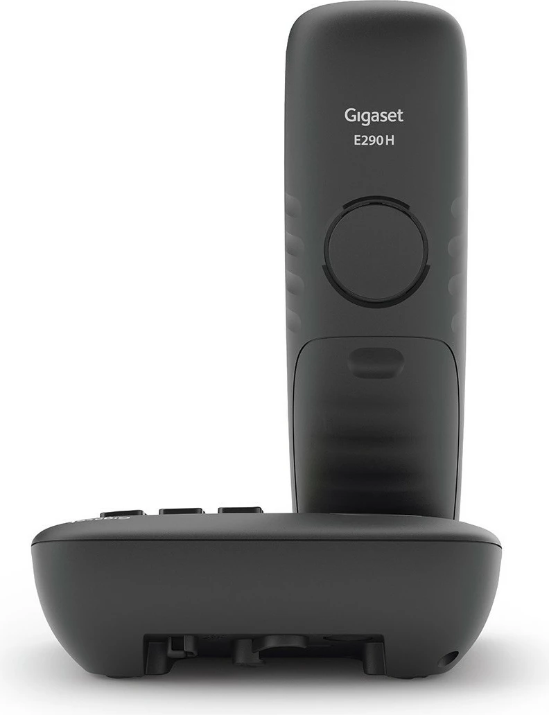 Telefon Gigaset E290A, Analog/DECT, Pa tela, Speakerphone, 150 kontakte, ID thirrës, Ngjyrë e zezë