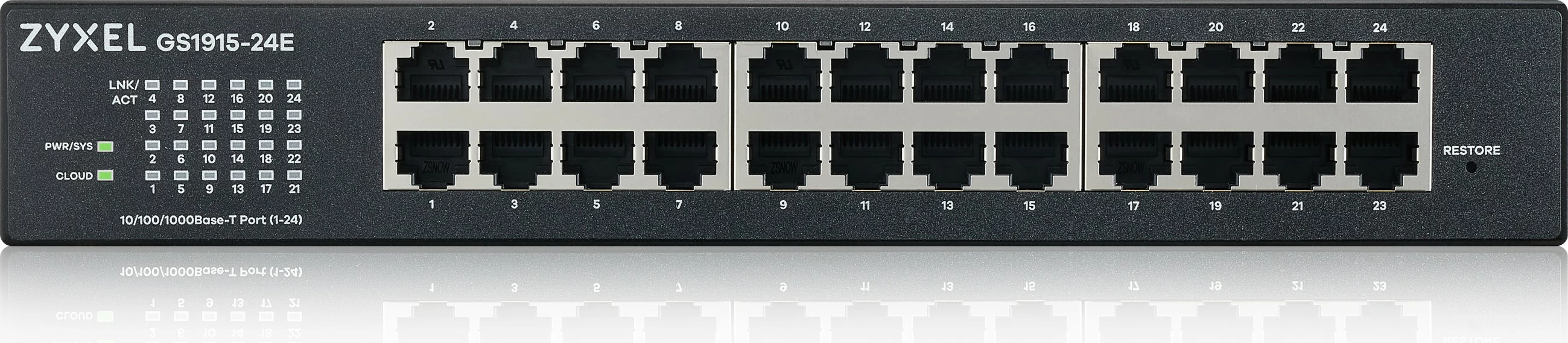 Switch Zyxel GS1915-24E, Managed, L2, Gigabit Ethernet, 24 porte, montim në rack, 1U, montim në mur