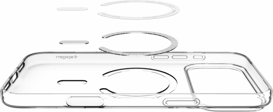 Mbështjellës Spigen Liquid Crystal MagSafe për iPhone 17 Pro Max, Transparent dhe Bardhë