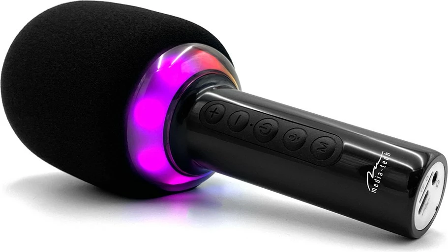Mikrofon karaoke me altoparlant Bluetooth Media-Tech MT399, i zi, me drita LED
