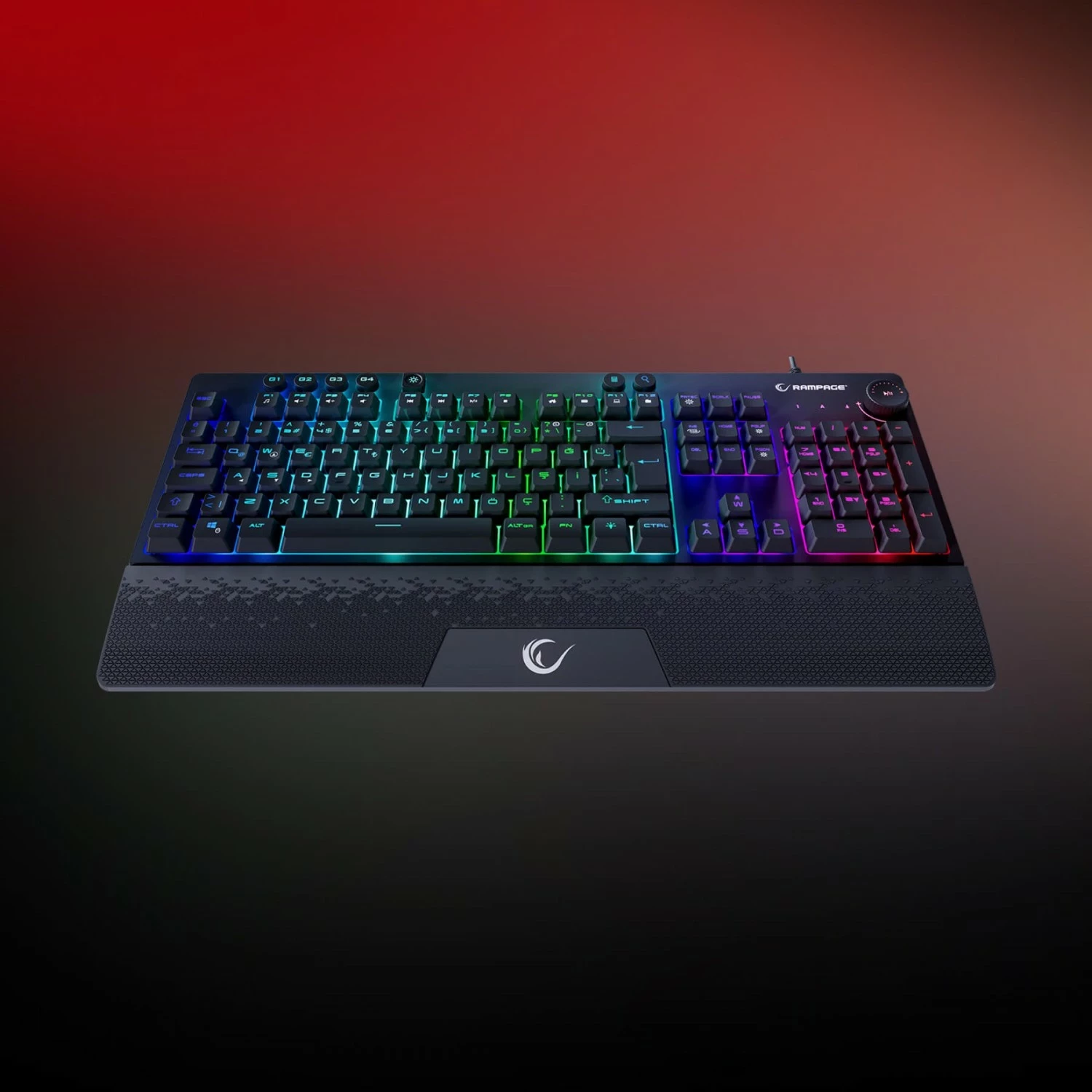 Tastierë gaming Rampage Simula RGB, full-size, me mbështetëse, e zezë