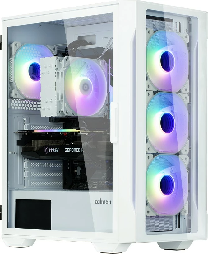 Kasë Zalman I3 Neo TG, mid tower, 4 ventilatorë RGB, e bardhë