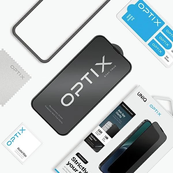 Xham mbrojtës privatësie UNIQ Optix Privacy për iPhone 15 Plus / 14 Pro Max me aplikator
