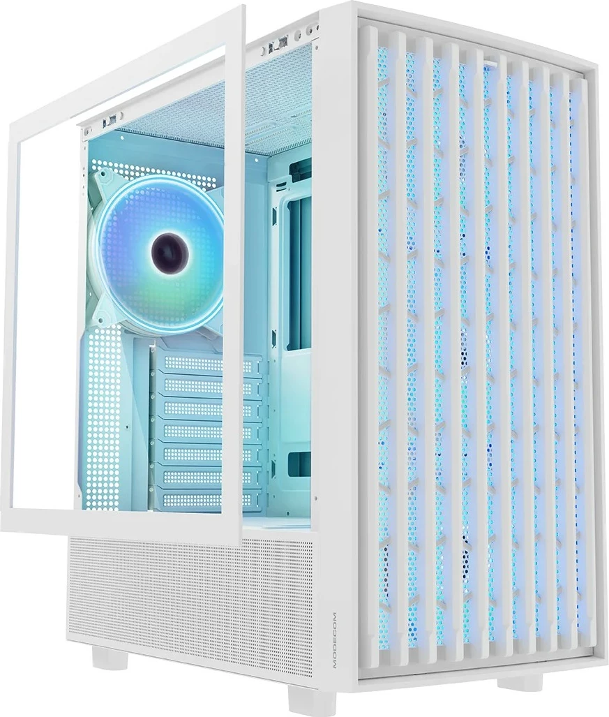 Kasë MODECOM Breeze ARGB FLOW Midi Tower, ARGB, e bardhë
