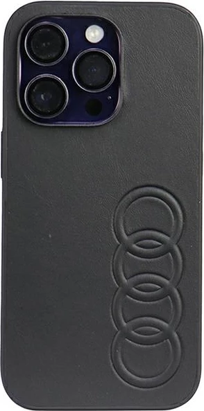 Mbështjellës Audi për iPhone 14 Pro 6.1", lëkurë sintetike, i zi