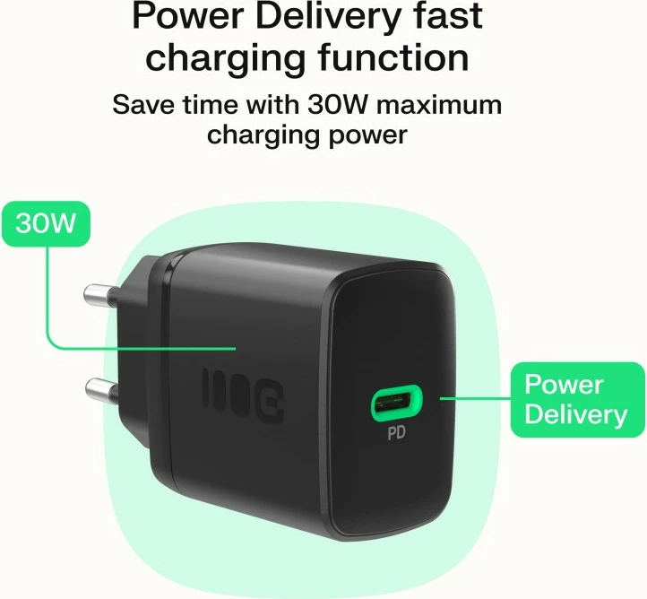 Karikues murale, Green Cell, CHARB-GC-30C-B, 30W PD USB-C 1 port, i zi