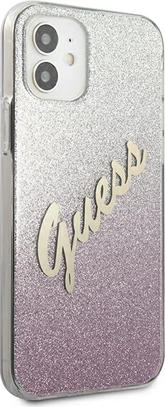Mbështjellës Guess GUHCP12SPCUGLSPI për iPhone 12 mini 5.4", Glitter Gradient, Rozë