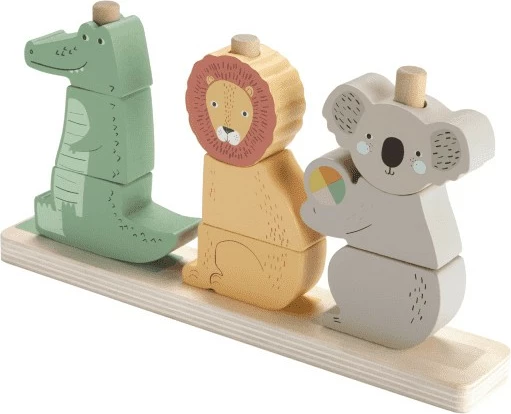 Lodër druri Fisher Price HXV04, kafshë për renditje dhe vendosje, shumëngjyrëshe, set me 10 pjesë